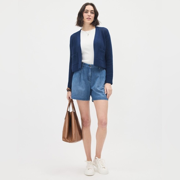 Long-Sleeve Cropped Open Cardigan With Fancy Stitches - Picture 2 of 8